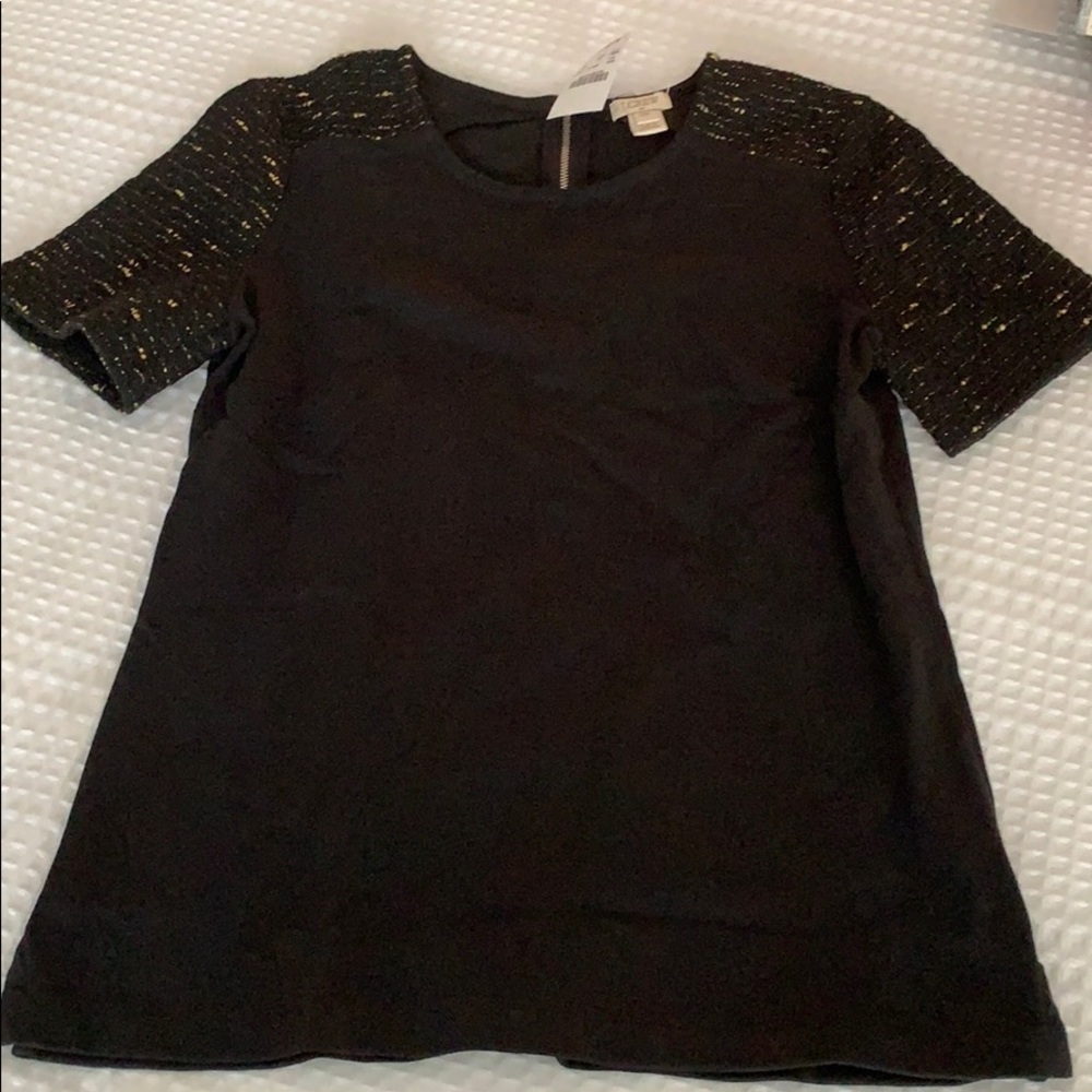 Jcrew black and gold top with zipper back